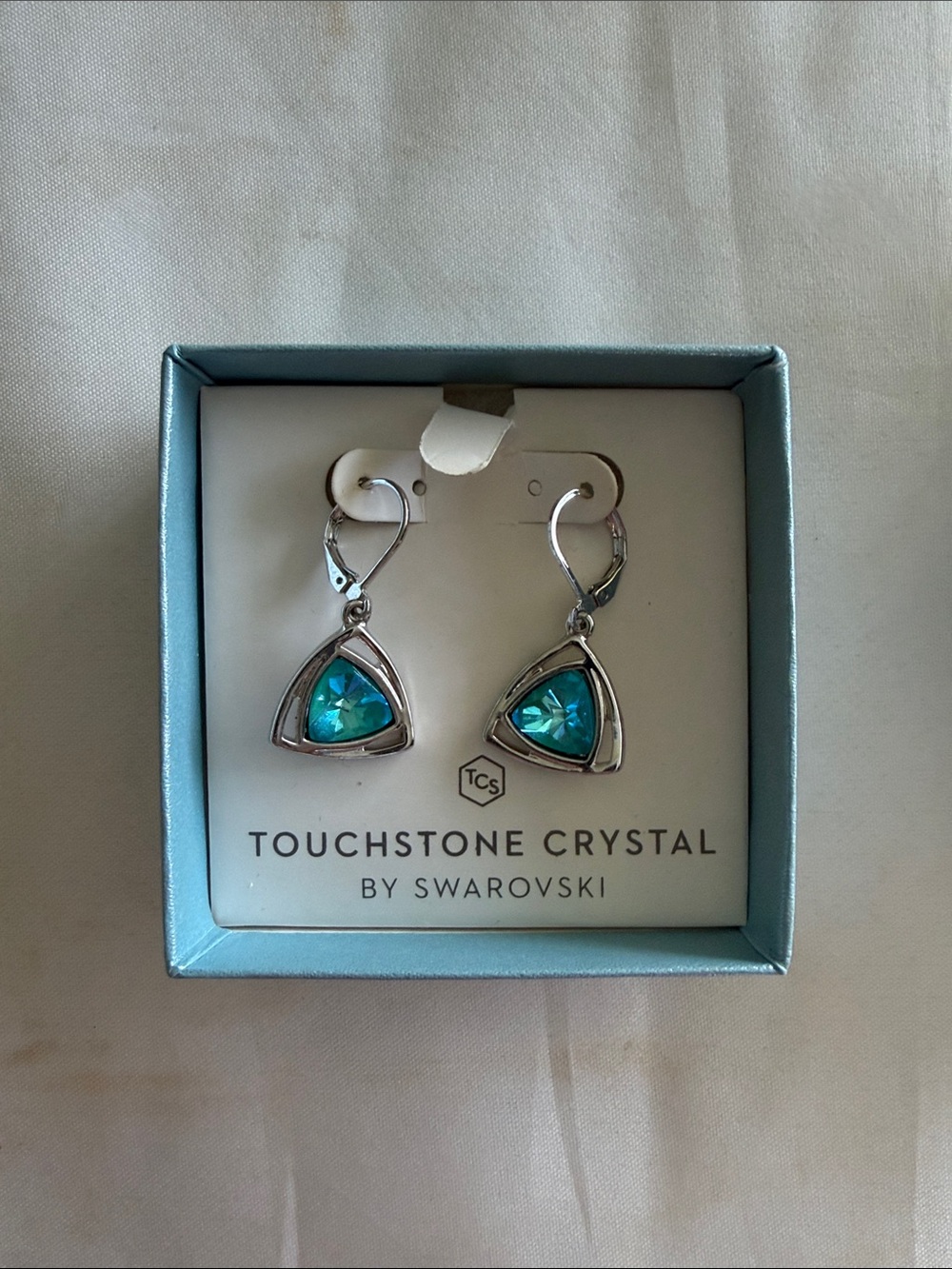 Touchstone Crystal Turquoise Triangle Drop Earrings